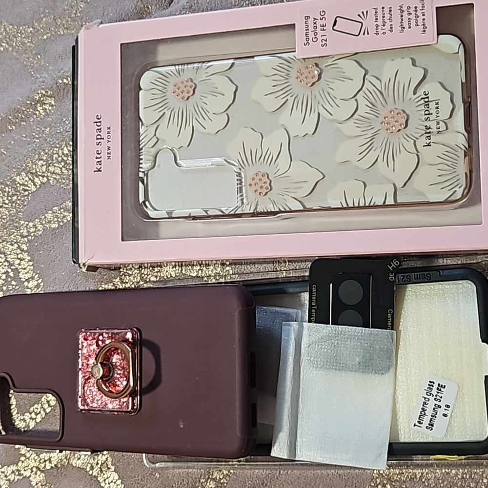 Kate Spade Samsung Galaxy S21FE 5G Phone case and Burgundy phone case with pink
